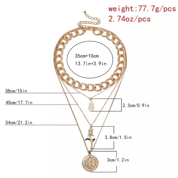 Too Hot Rose and Coin Layered Gold Tone Necklace - Picture 6 of 6